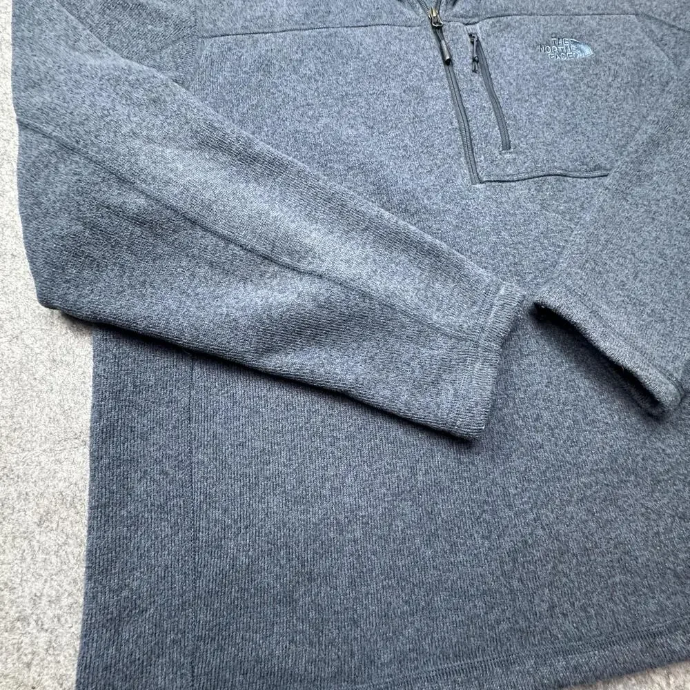The North Face Sweater Mens 2XL Gray Heather Fleece 1/4 Zip Pullover Mock Neck